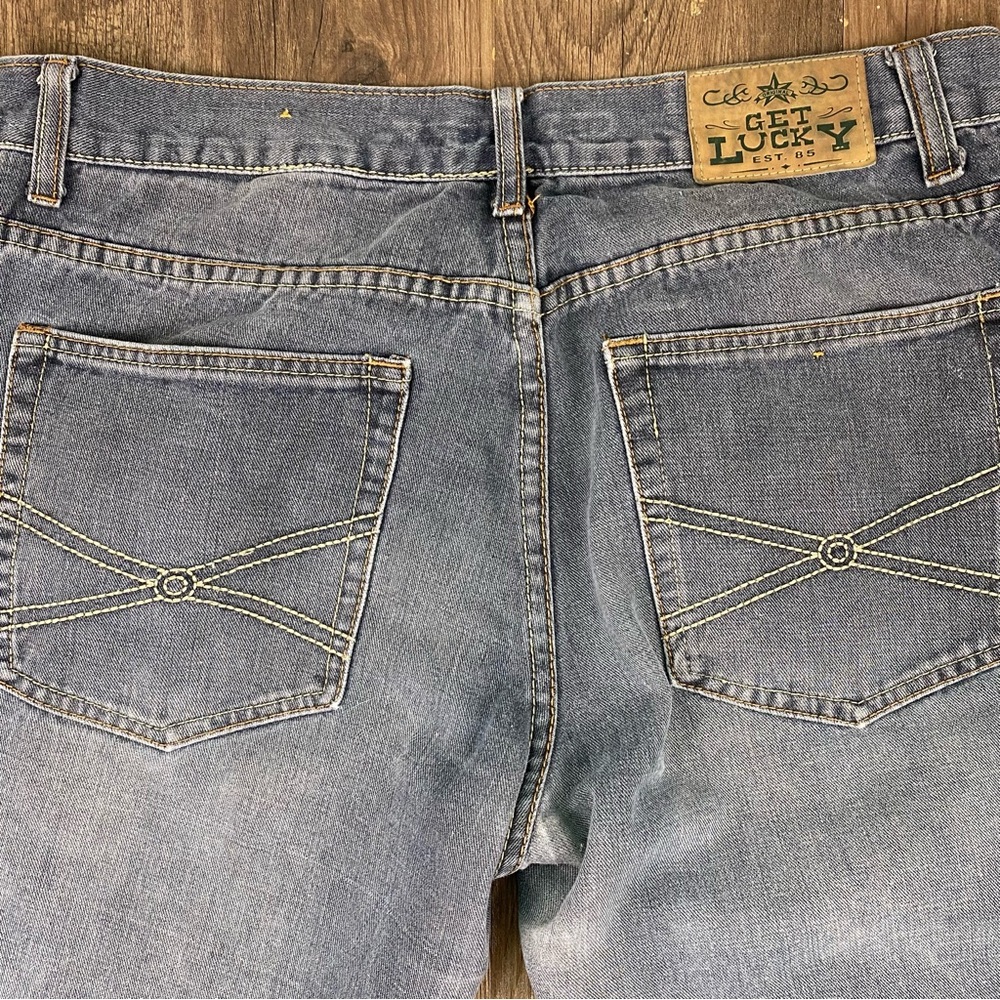 Get Lucky Men’s Straight Leg Relaxed Fit Faded Dark Wash Denim W36 L34(31) - Picture 14 of 16